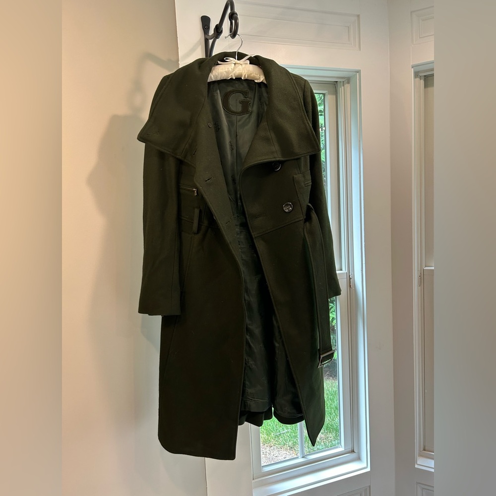 Guess Olive Military-Style Coat, size Small.